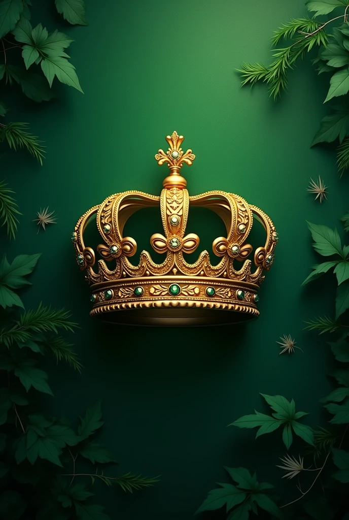 Gold crown wallpaper with green background