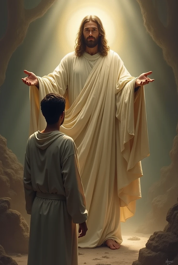 A man In front of Jesus Christ