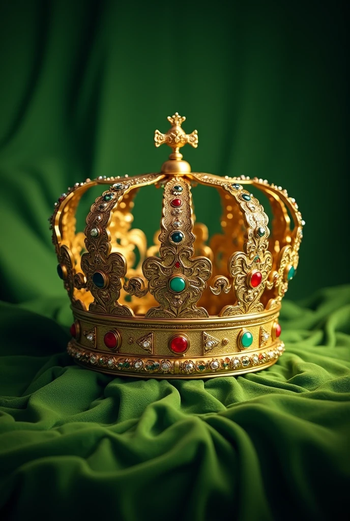 Gold King David Crown Wallpaper with Green Background