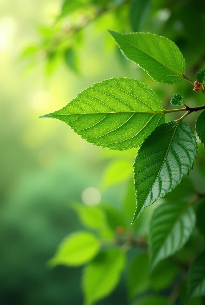Nature background with real light green leaves without blurring the background with more leaves