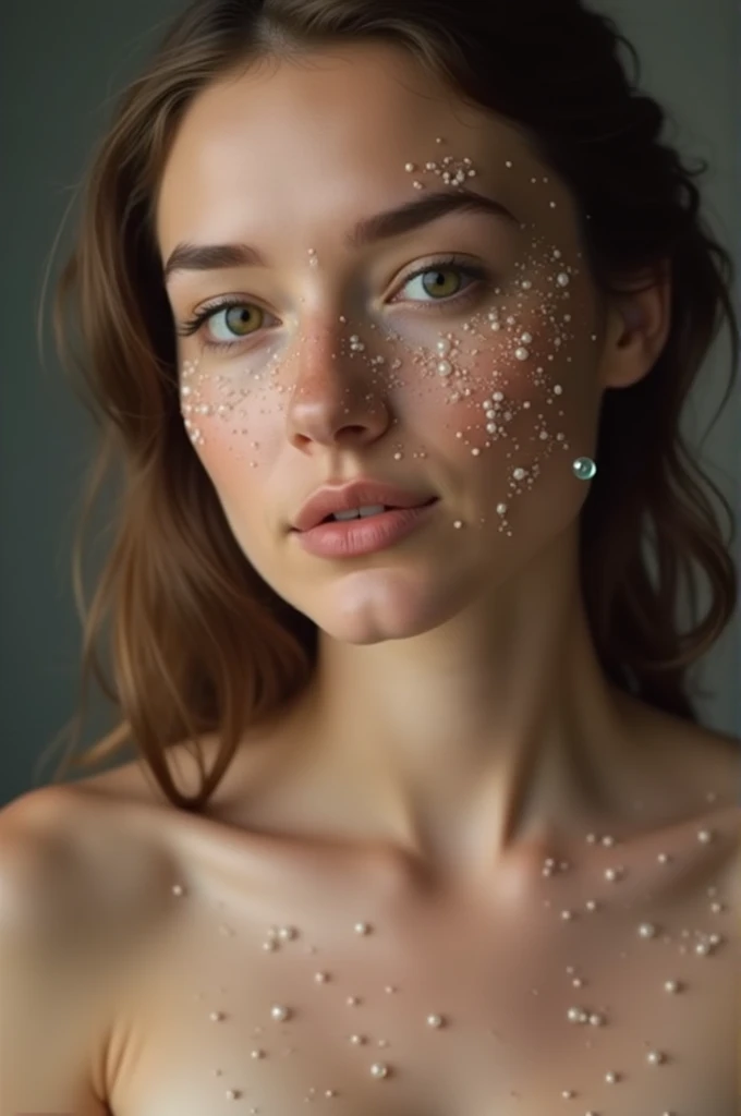 Woman receiving sperm on her face and chest