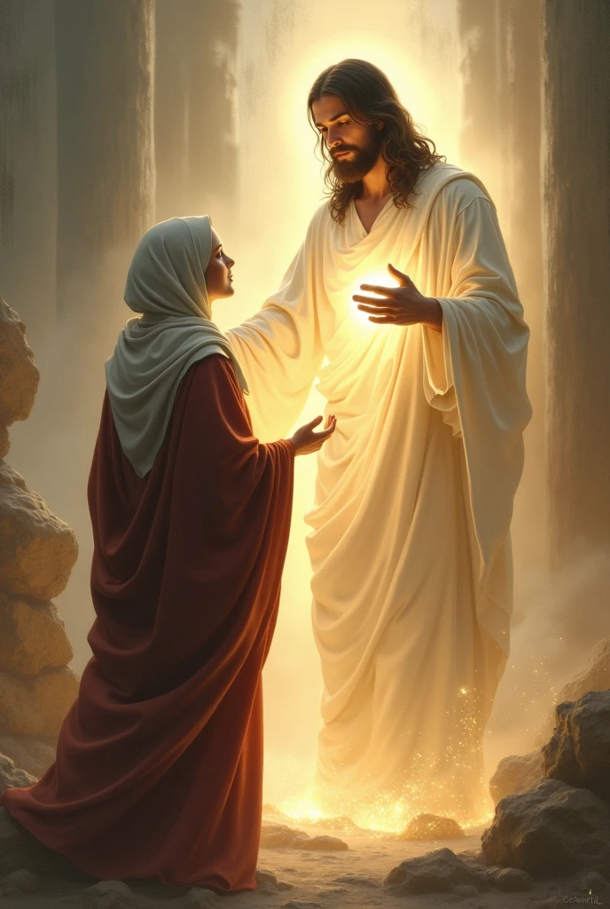 A women In front of Jesus Christ