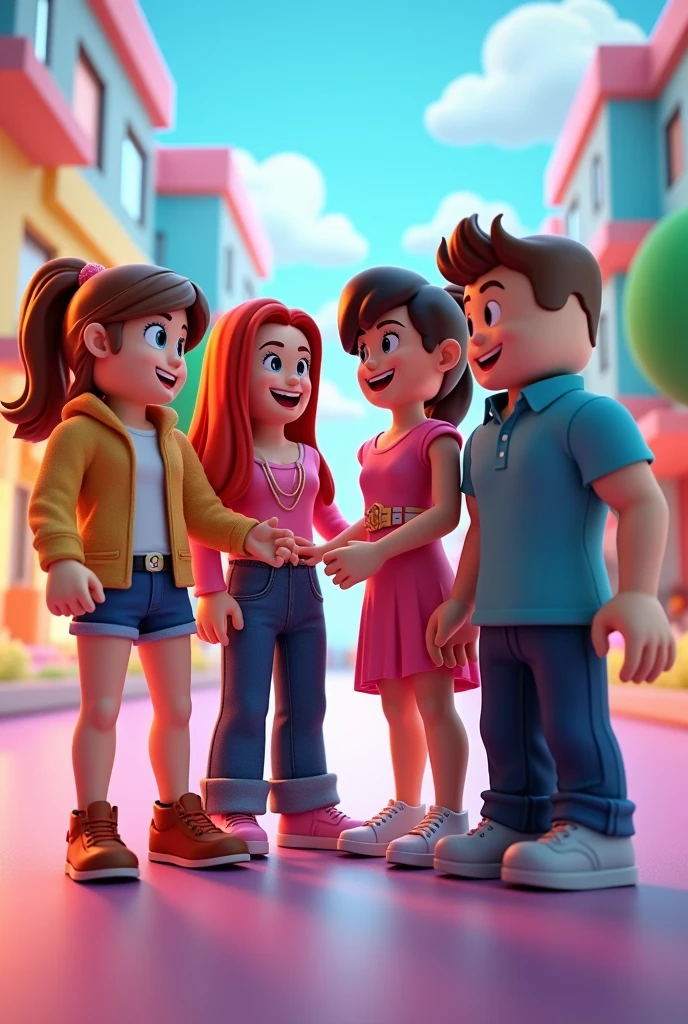 2 girls 2 boys in Roblox character in 1 frame
