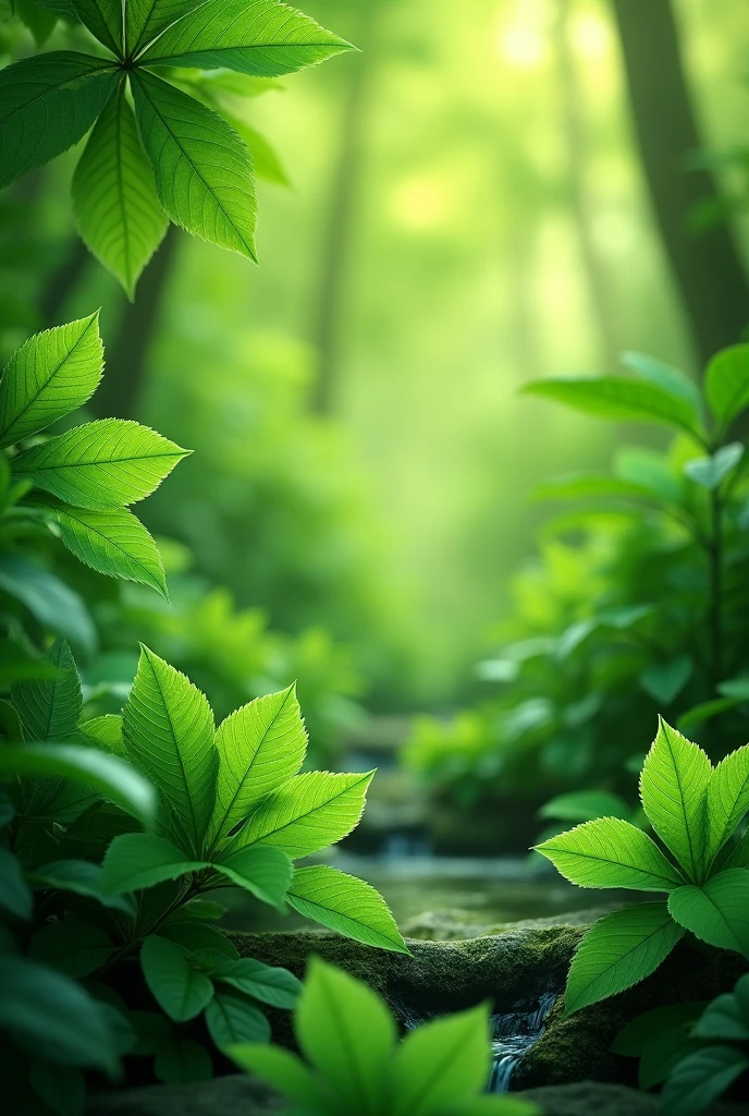 Nature background with real light green leaves without blurring the background with many more leaves