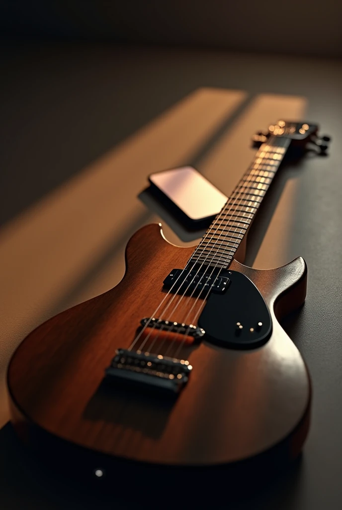 guitar, directional light, cellular phone