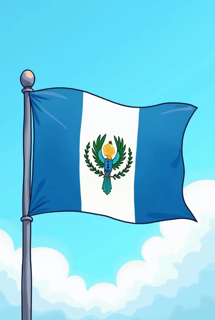 Create a simple drawing of the super flag of Guatemala for children