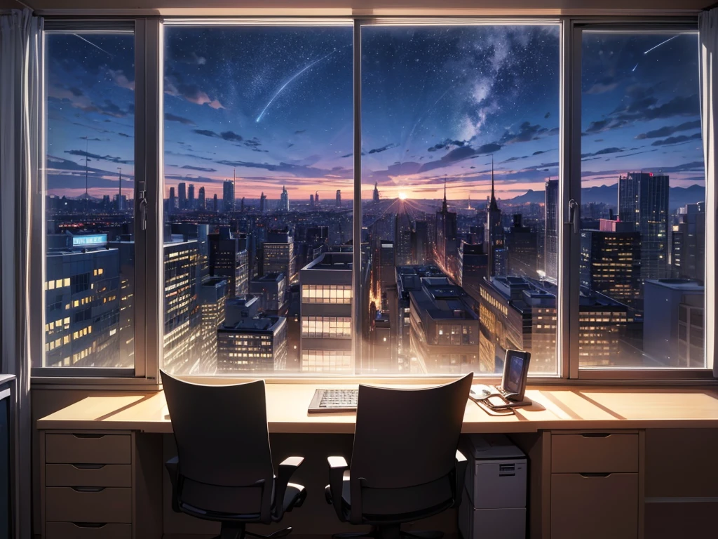 my_hero_academia, windows_overlooking_night_sky, computer_desk,