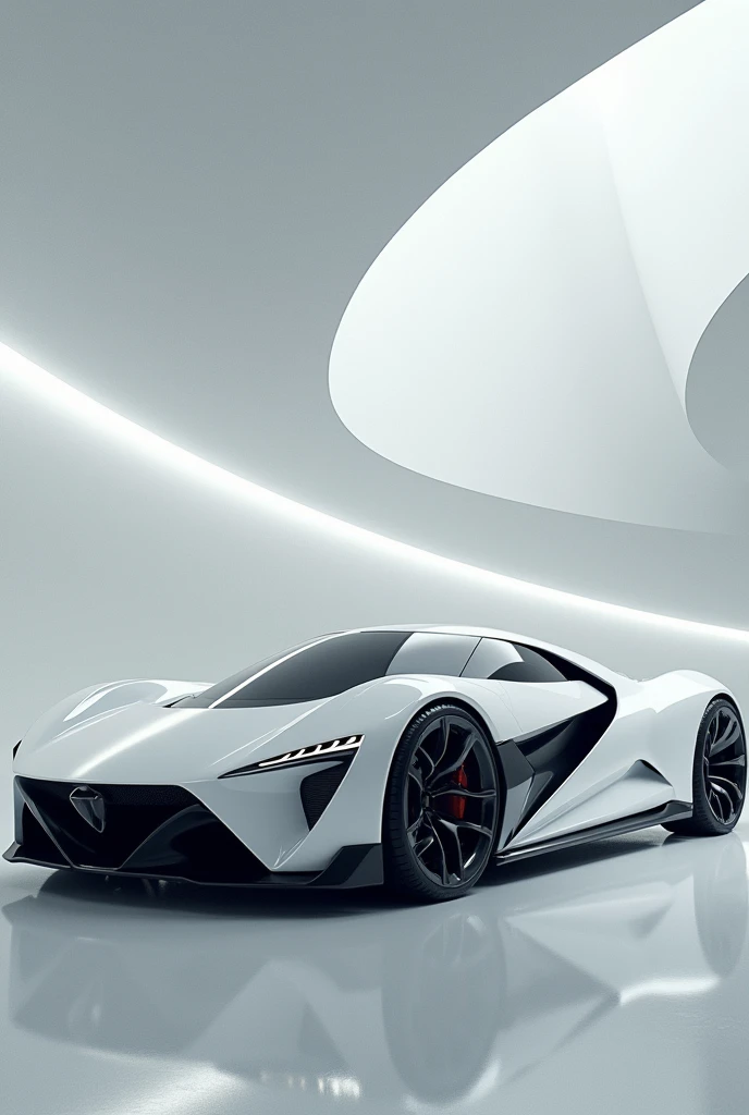 Build a airo dynamic sports car disign wich have white colour and design
Make side part of design