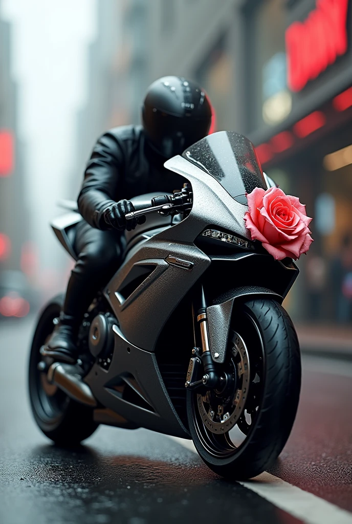 motorcycle with rose