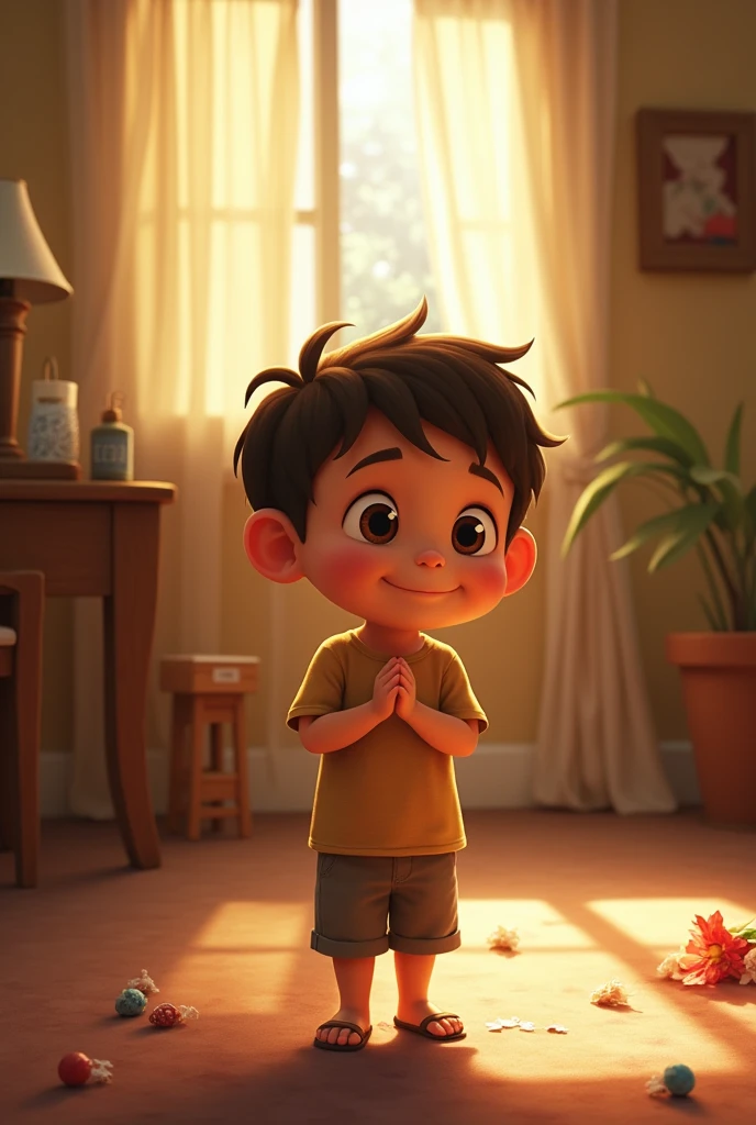 THE SUN IN PETER'S HOUSE :
Now create Pedro, a 1 boy who knew that his mother was worried and decided to find a solution.