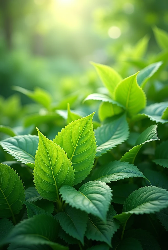 Nature garden background with real light green leaves without blurring the background with many more leaves in landscape mode 
