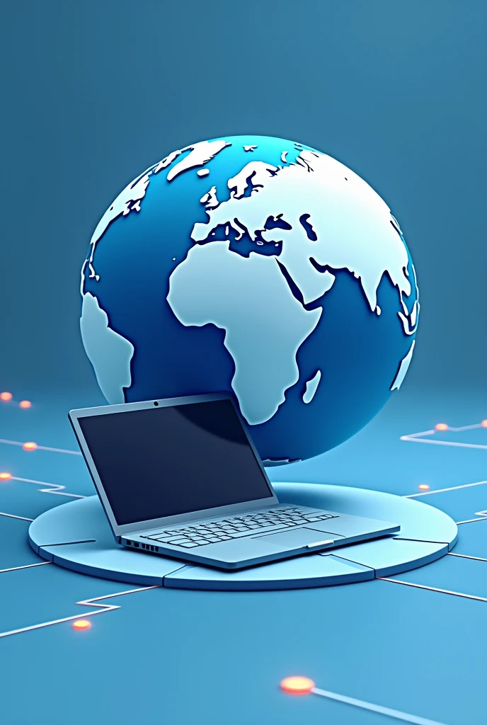image of pc connected with earth globe vector style with opaque background with cold colors
