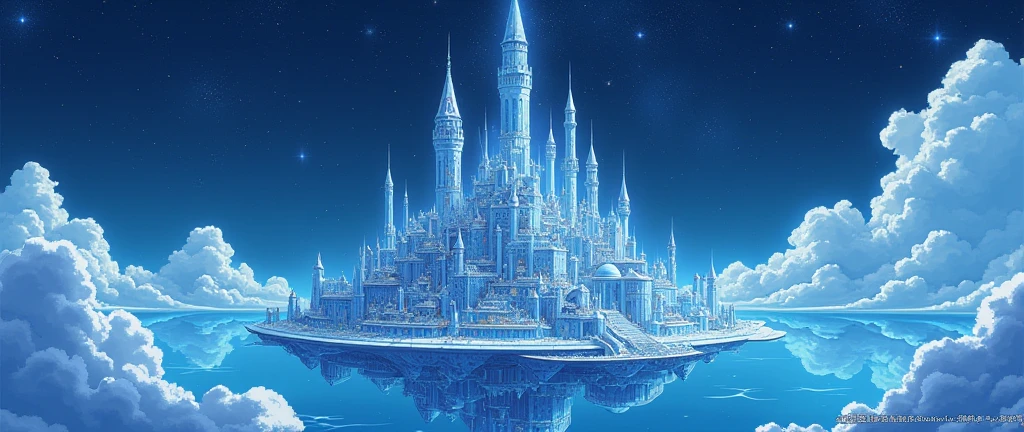 Highly detailed anime-style still images, Ghibli Studio Style, masterpiece, Official Art, Professional, ((Super detailed)), 8k,
((Don&#39;t show it to anyone)), 
A sparkling city, crystallization, Reflective surface, Prism light effect, The setting is a floating island surrounded by a starry sky..