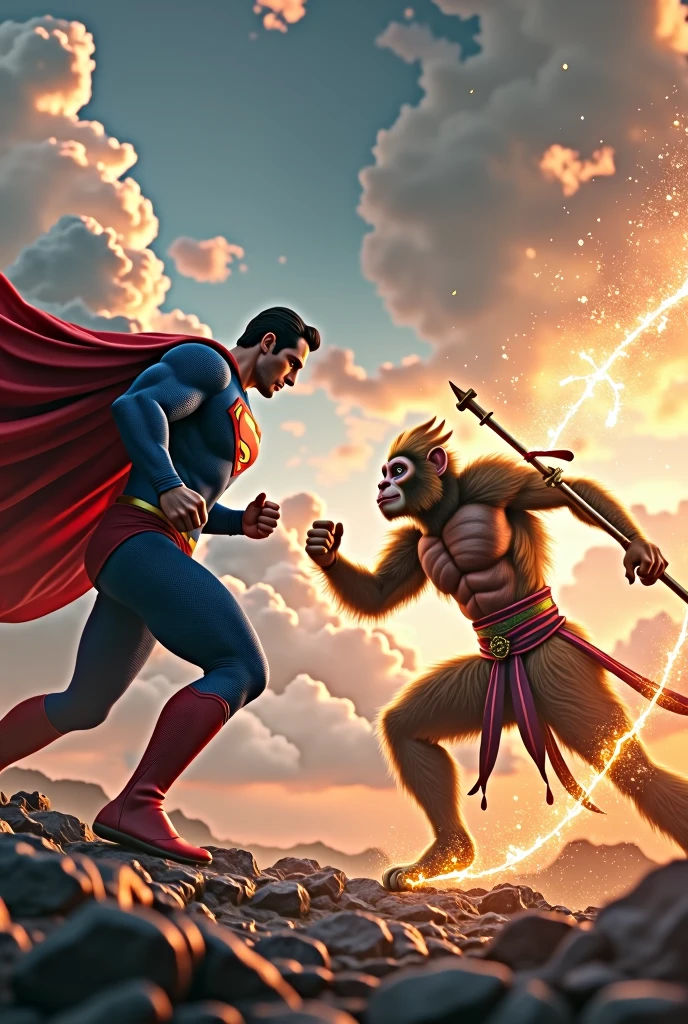 An anime image of one punch man vs a gorilla in a Grappling match