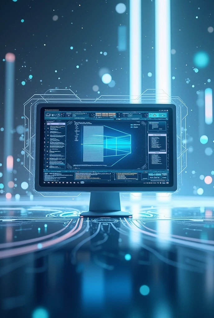 Wallpaper shows a generated computer screen 