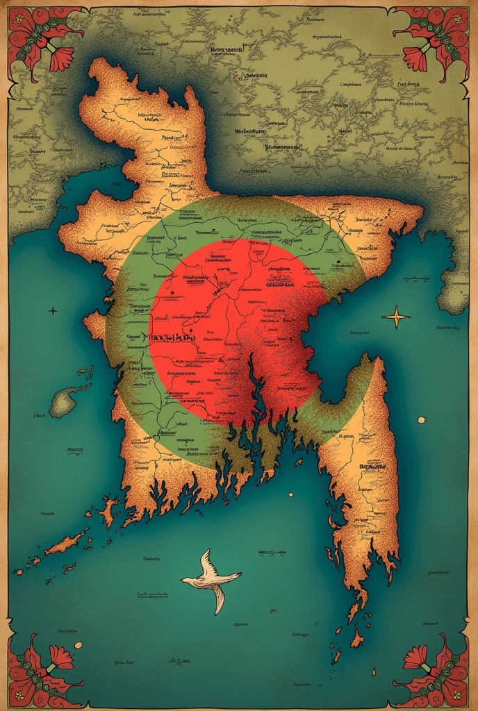 Map with flag of Bangladesh