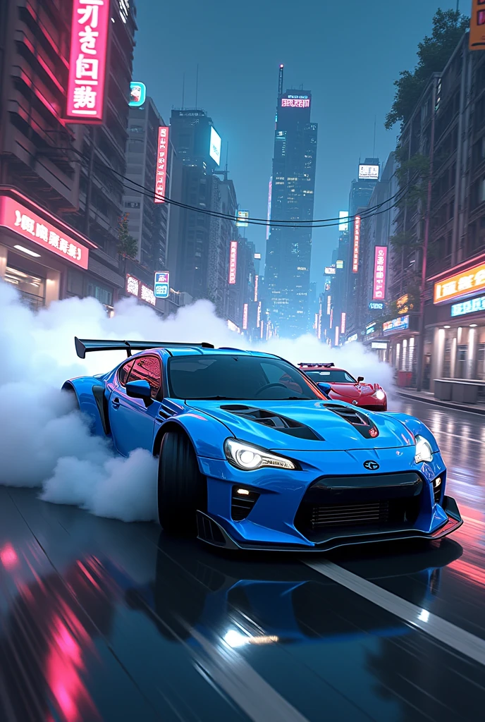 anime theme underworld dream theme, street racing cars, blue colored car underground artists - Variations (stark) by @Raby (fast)