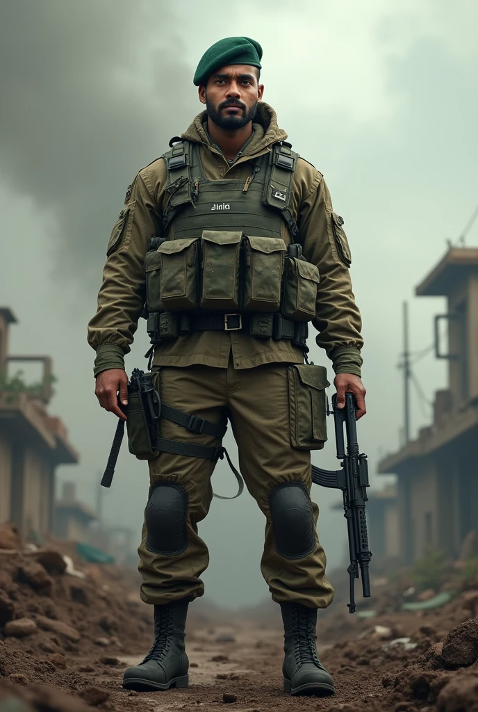 Indian army soldier in war 
