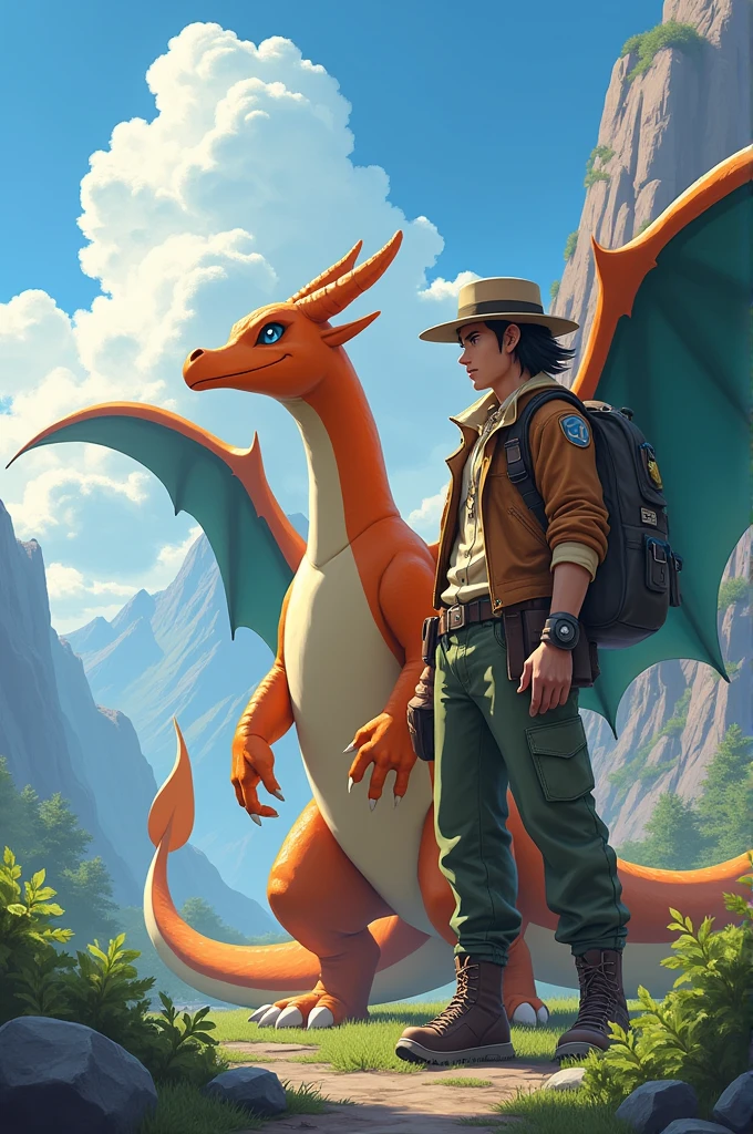 Trainer and pokemon charizard