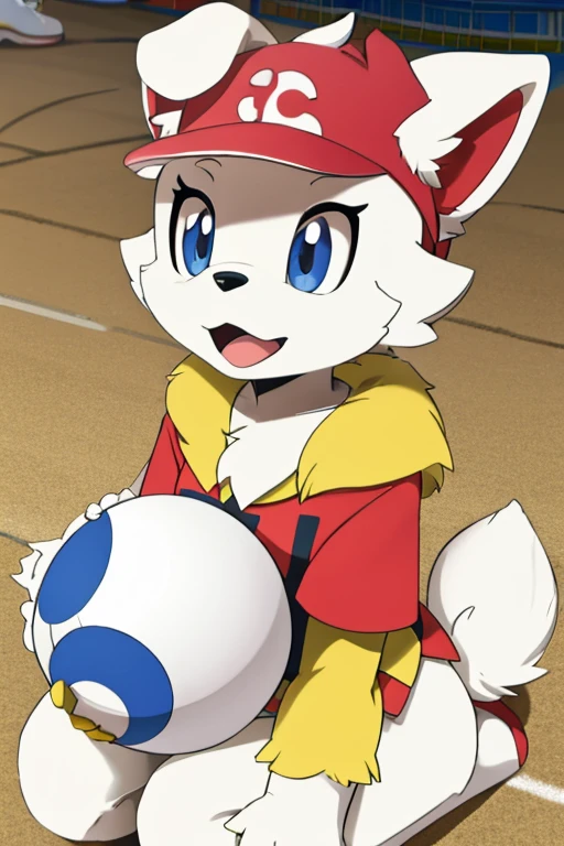 Furry female dog alola pokemon sun and moon fursuit mascot baseball style