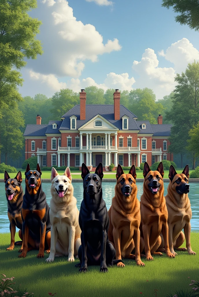 Twin river house Tennessee guarded by pair pf doberman dogs pair of rottweiler pair of great Pyrenees pair of cane corso and a swis shepherd belgian malinois sable german shepherd mudhol hound dalmatian dogo argentino and a border collie clear and closeup view