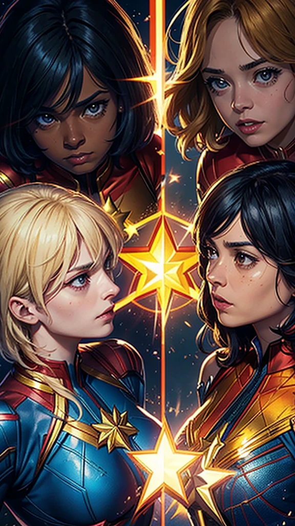 Three Leads with Linked Powers: The film uniquely features three superheroes—Captain Marvel (Carol Danvers), Ms. Marvel (Kamala Khan), and Monica Rambeau—whose powers are interconnected. Their abilities are mysteriously entangled, causing them to swap places whenever they use their powers, a unique twist that makes teamwork essential.