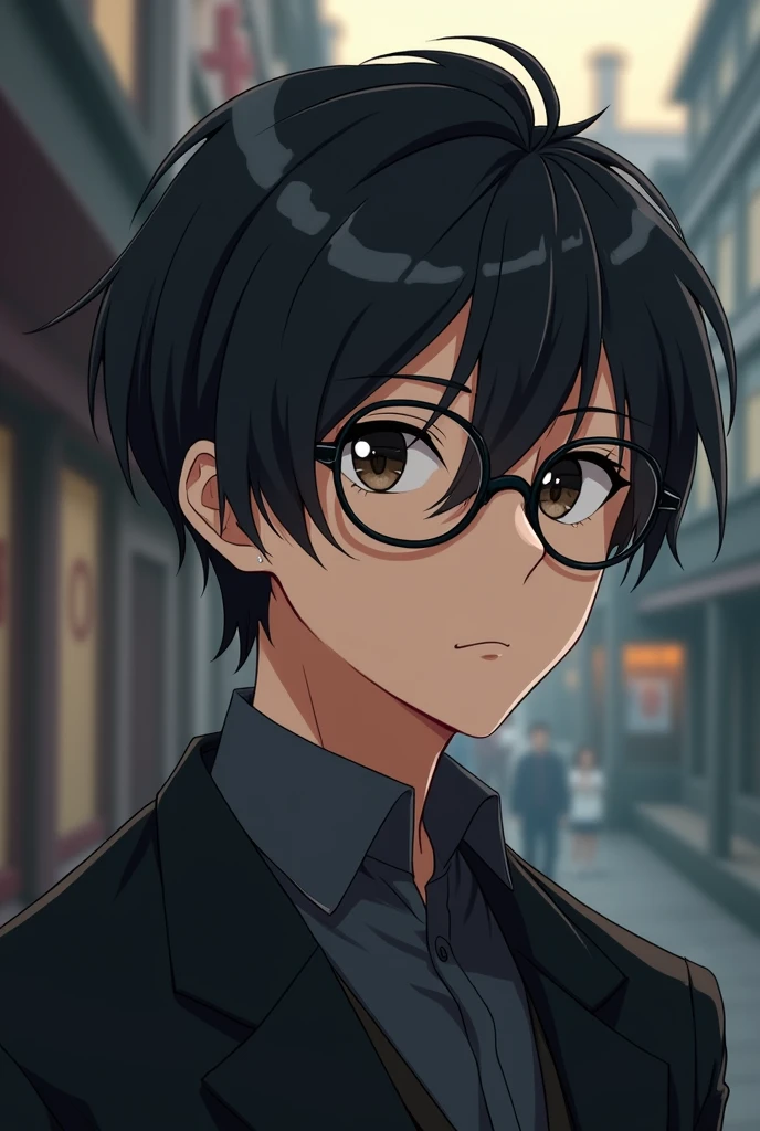 make me the most handsome anime charecter with black hair & round glasses