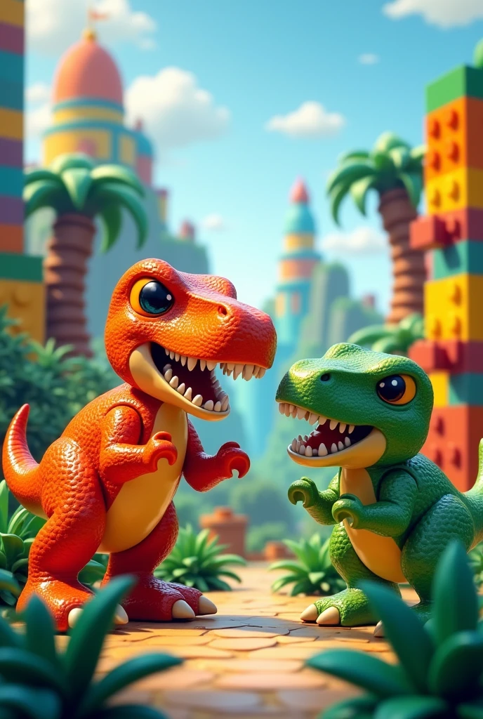 some lego video game type dinosaurs


