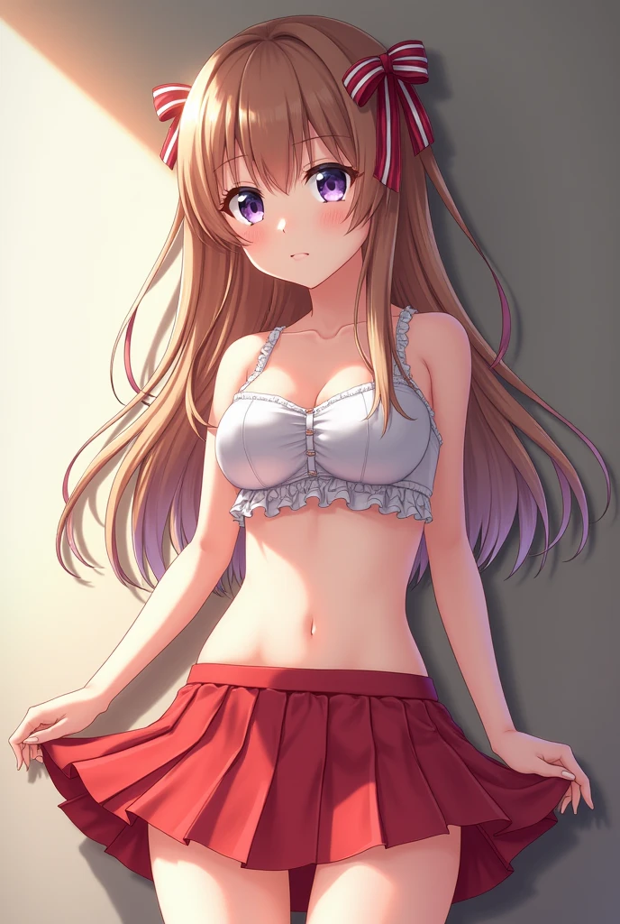 Upskirt of anime girl without underwear