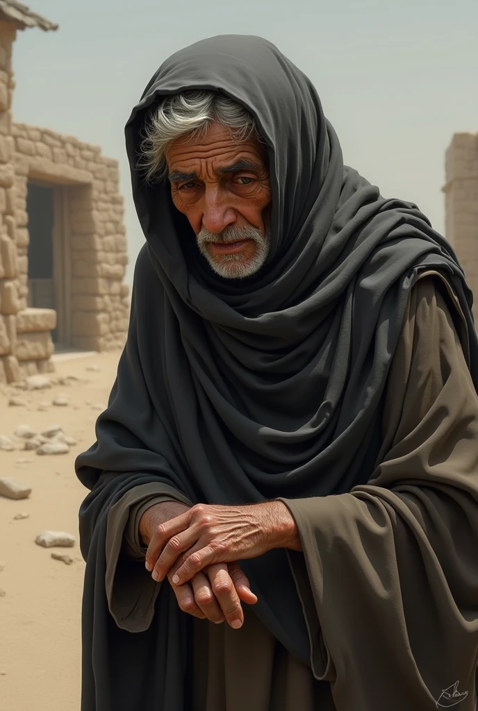 sad old arab woman