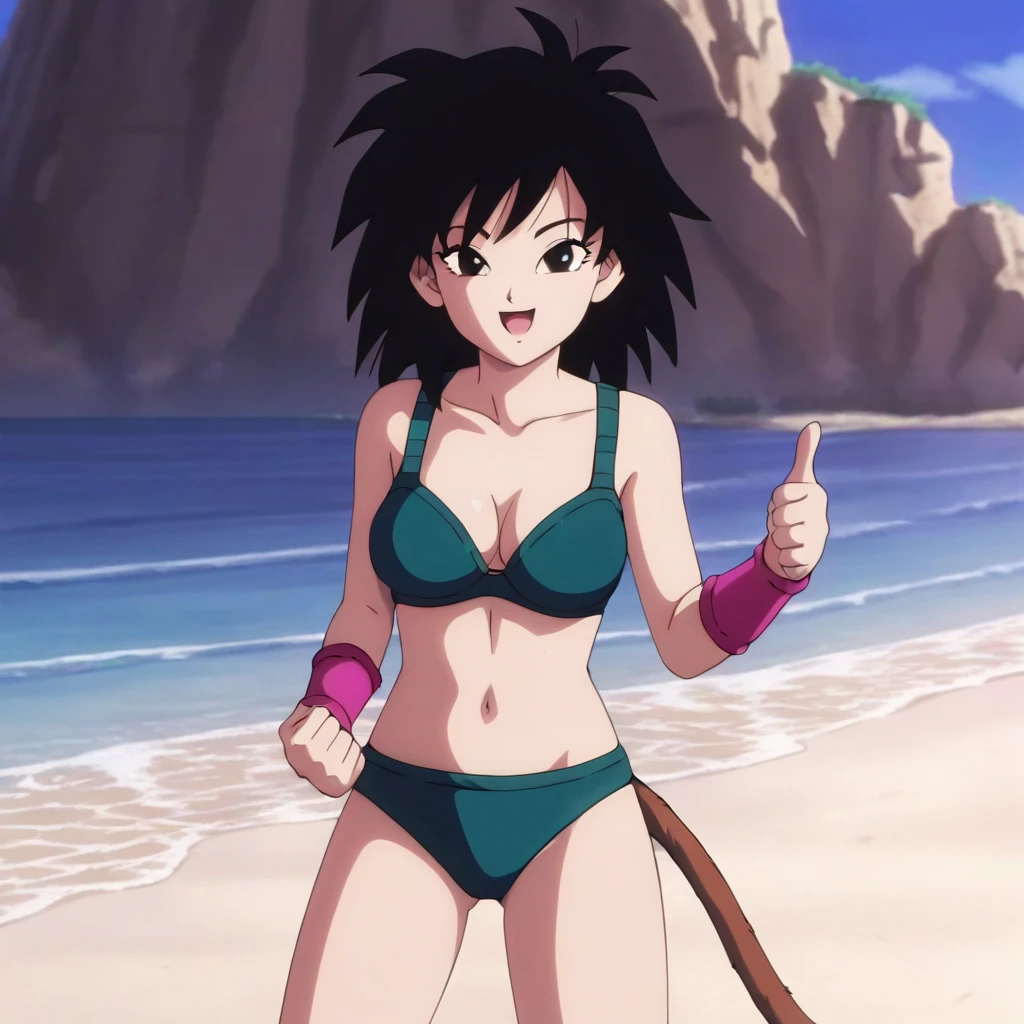 source_anime, score_9,score_8_up, score_7_up,  ginedb, anime screencap, beautiful face, nsfw, nsfwart, full body, no clothes, micro bikini, massive butt, massive chest, showing ass up, showing buttcrack, 2buttcheeks, thong, perfect anatomy, triple ddd breasts, thing halfway down ass showing buttcrack, 
1girl, solo, big breasts, looking at viewer, open mouth, night, black hair, sand, bare shoulders, huge breasts, collarbone, upper body, teeth, black eyes, embarrassed look, tearing up, fingernails, eyelashes, pink wristband, d:, saiyan, eyebrows, skimpy clothing, moonlight, (covering her private parts with her hands), big breasts, big ass, thick thighs, wide hips,
 