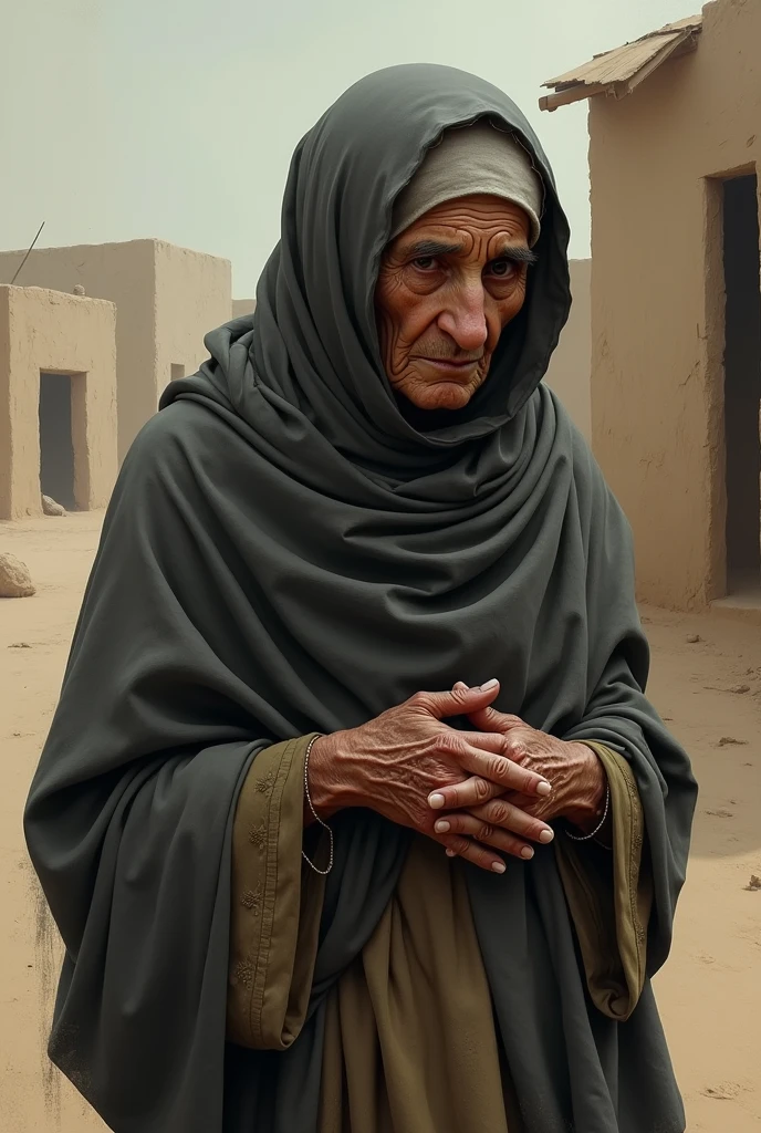 sad old arab woman