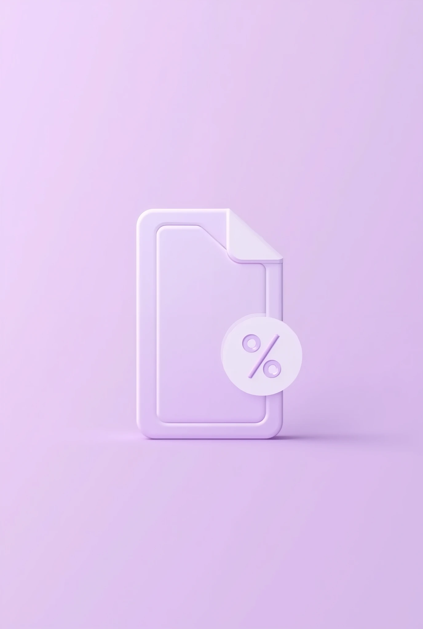 an icon that symbolizes discount, make it minimalist and in lilac and white colors