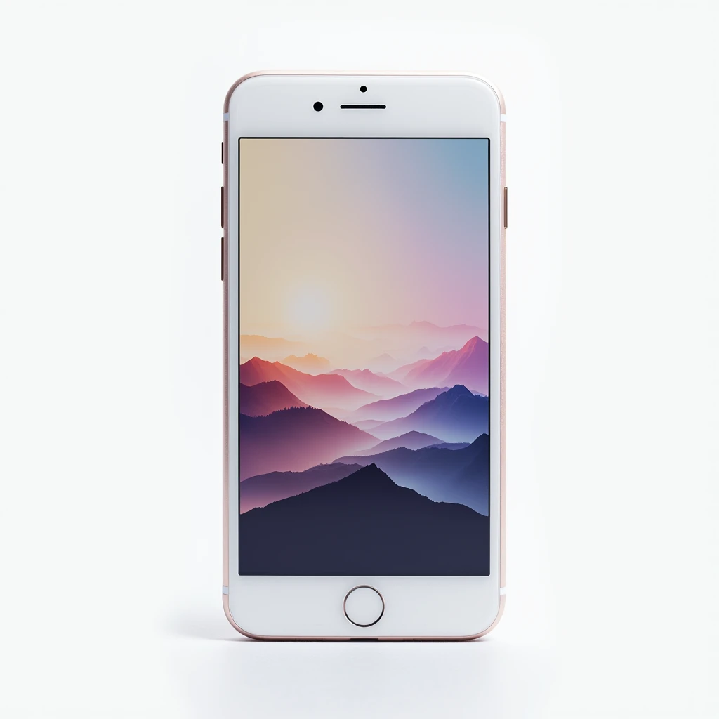 front of iphone 6s plus in the white background. screen on