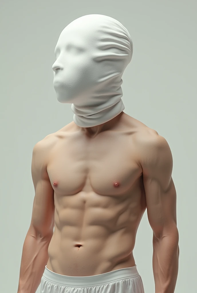 Man clothed and wearing a pair of mens white briefs underwear on his face in a 3D style