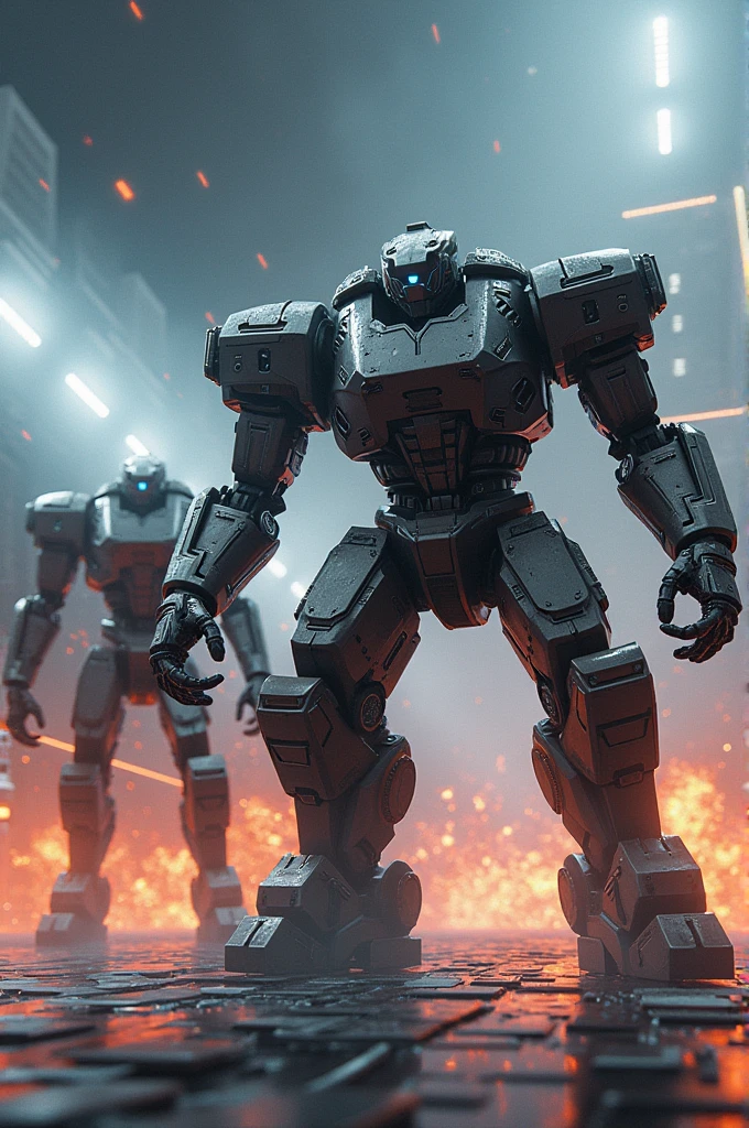 Certainly! Here's a script for a high-energy robot fighting scene, focusing on two advanced combat robots in a futuristic arena.
---
**Title:** *Battle of the Titans*
**INT. FUTURISTIC ARENA - NIGHT**
*The crowd roars as bright lights flicker across the metallic surface of the arena. Two giant combat robots, TITAN-X and RAZOR, stand at opposite ends, ready for battle. The arena’s walls are lined with holographic displays showing the stats of the fighters.*
**ANNOUNCER**
*Welcome, ladies and gentlemen, to the most anticipated fight of the century! In the red corner, we have the indomitable TITAN-X, known for its brute strength and impenetrable armor!*
*TITAN-X, a towering robot with massive shoulders and gleaming steel plates, raises its arms in response to the crowd’s cheers. Its eyes flash red as it scans its opponent.*
**ANNOUNCER**
*And in the blue corner, the speed demon, the blade master, RAZOR! This bot is quick, deadly, and precision-engineered to dismantle its foes with ease!*
*RAZOR, sleeker and more agile, stands ready. Its body is lined with razor-sharp blades that extend and retract with a menacing hiss. The crowd goes wild.*
**ANNOUNCER**
*Let the battle begin!*
*A deafening horn blares. The two robots charge at each other with incredible speed.*
**CUT TO:**
**TITAN-X POV**
*TITAN-X’s HUD displays data on RAZOR, calculating the best angle of attack. It raises a massive fist and swings it toward RAZOR.*
**RAZOR**
*Ducking with lightning speed, RAZOR evades the punch, sparks flying as it skims past TITAN-X’s arm. RAZOR counters with a spinning blade strike aimed at TITAN-X’s legs.*
**TITAN-X**
*The hit lands, but TITAN-X’s armor withstands the assault. It stomps the ground, sending a shockwave that knocks RAZOR off balance.*
**RAZOR**
*Quickly recovering, RAZOR backflips, distancing itself from TITAN-X. Its blades retract, and two plasma cannons emerge from its shoulders. It fires rapidly, aiming for TITAN-X’s joints.*
**TITAN-X
