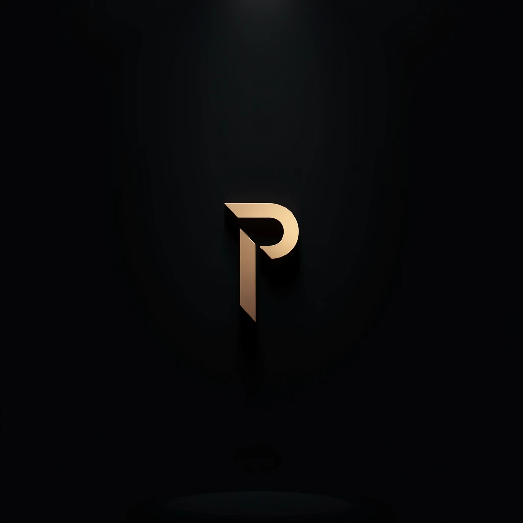 logo with the letter p, black background 