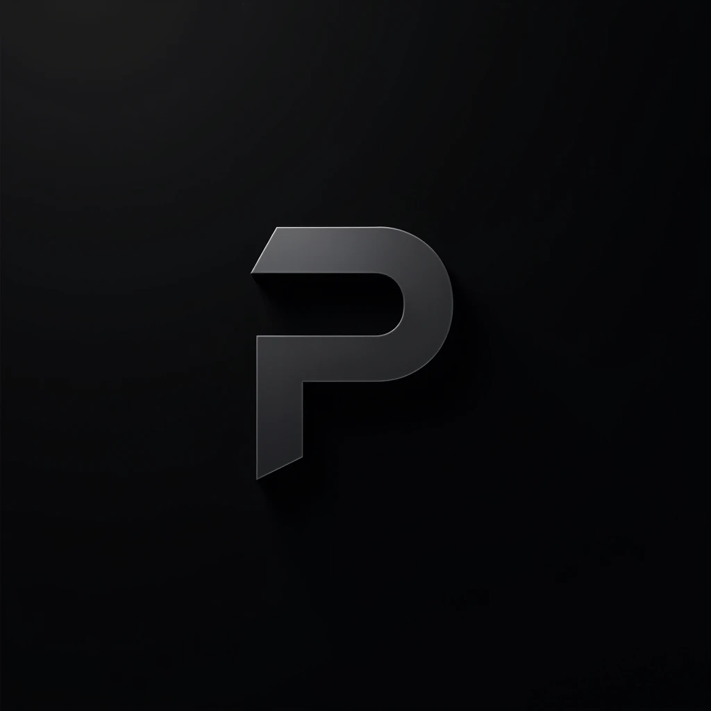 logo with the letter p, black background 