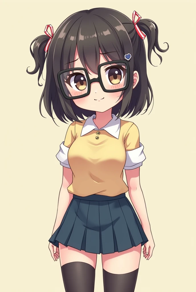 make a nerd anime cute girl with big boobs & glasses