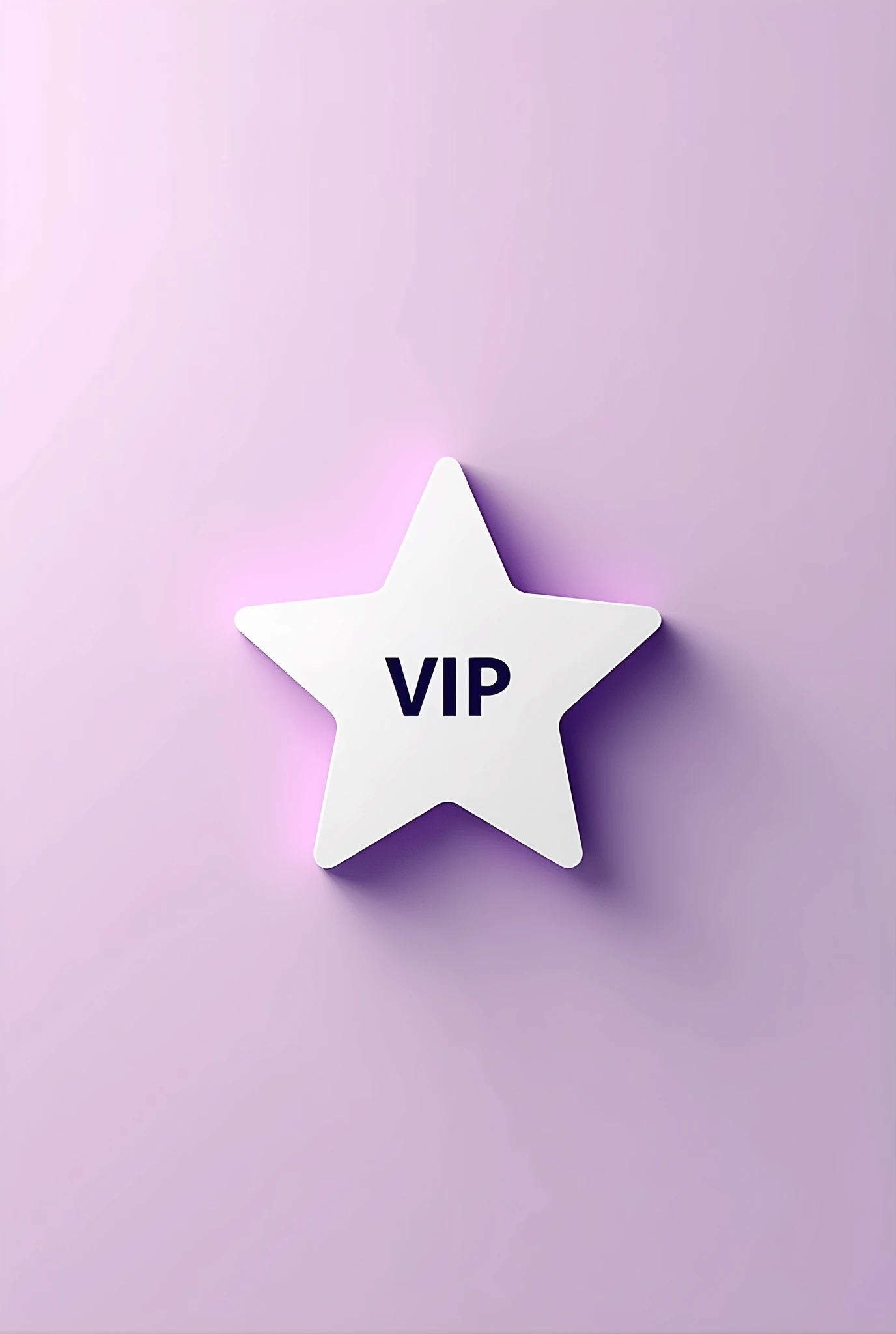 an icon that symbolizes vip experience put the word vip inside a delicate star, make it minimalist and in lilac and white colors
