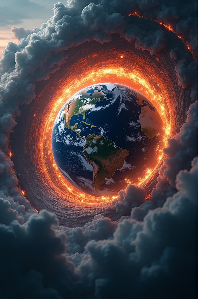 Create an image of an ultra-realistic black hole as it destroys the earth, detail, This image is for a cell phone wallpaper 
