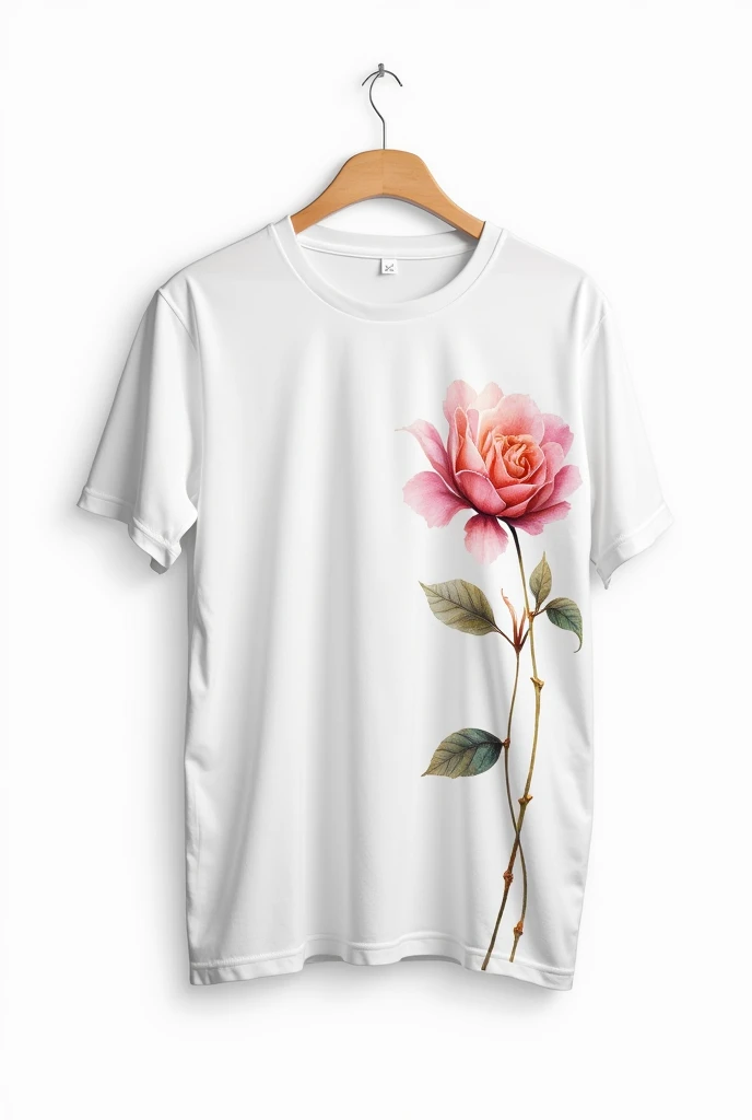 White T-shirt with rich simple realistic watercolor art suitable for the age group of , on a white background