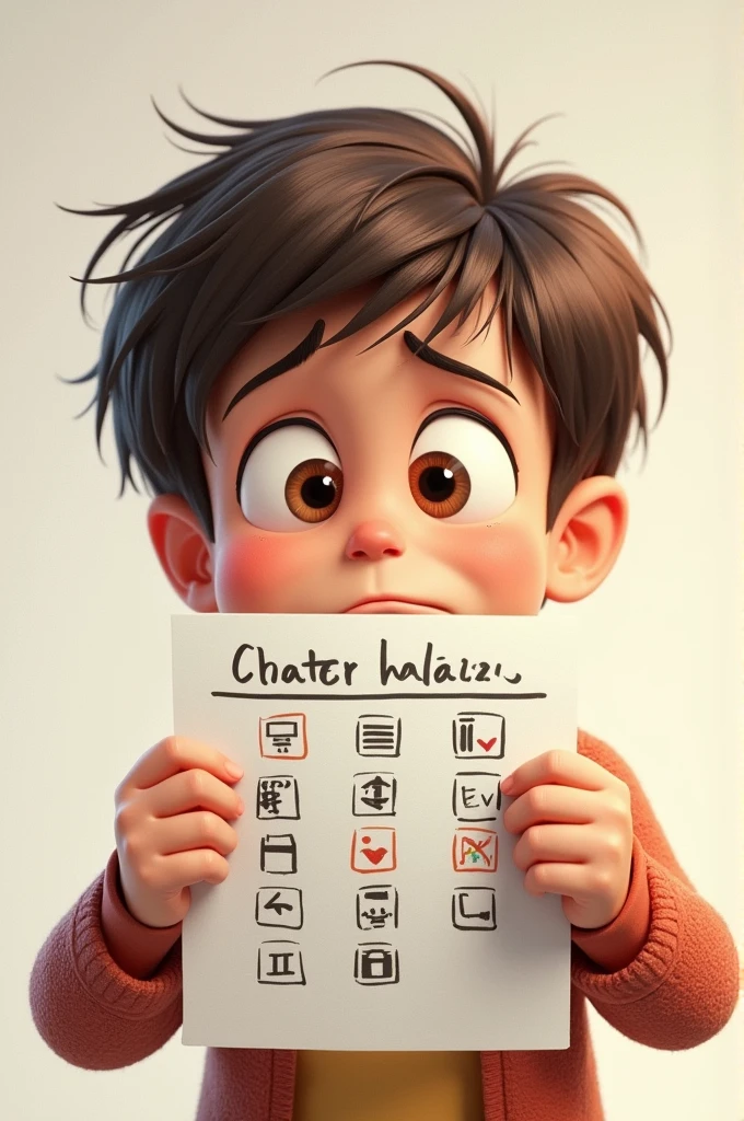 Description: A child with a confused or anxious expression, looking at a calendar or schedule with some activity icons moved, clearly showing the changes.