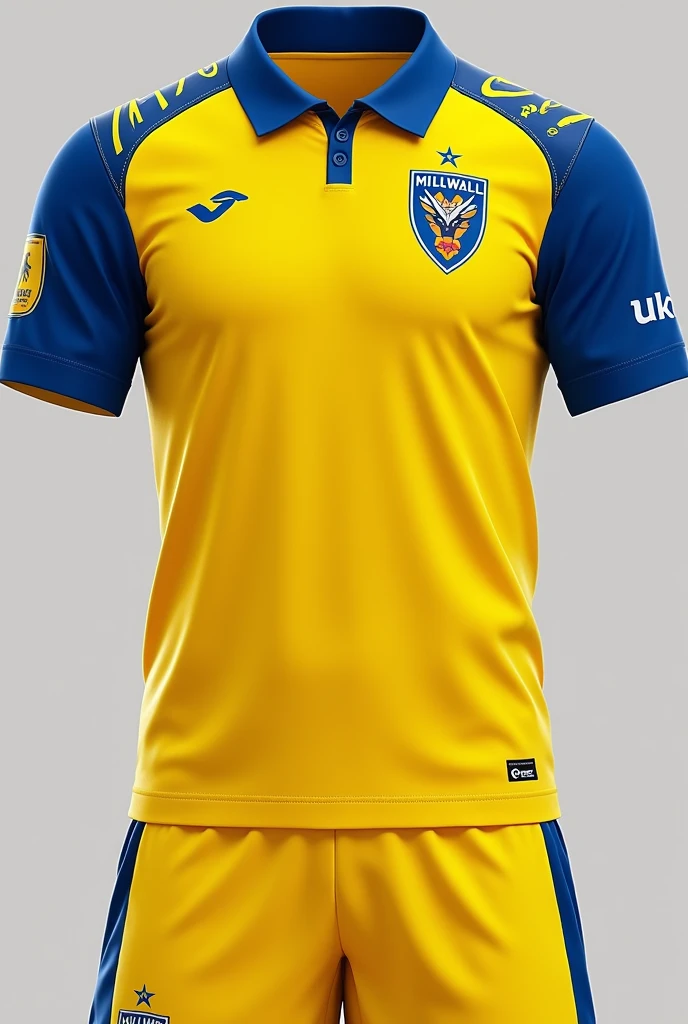 Create a yellow kit with blue details for millwall joma sponsorship