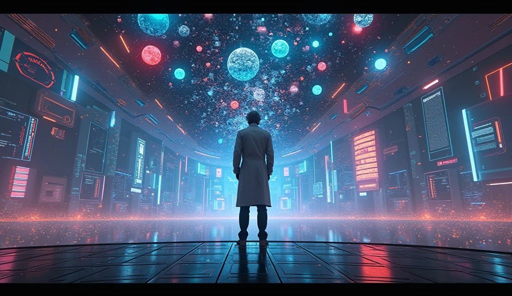 matwaretech  , Science fiction, cyber punk, pixelated,  malware failure,  nasty ,  albert einstein, scientist coat,uhd,Bustness,futuristic horizon in the background, lots of ideas coming out of my head