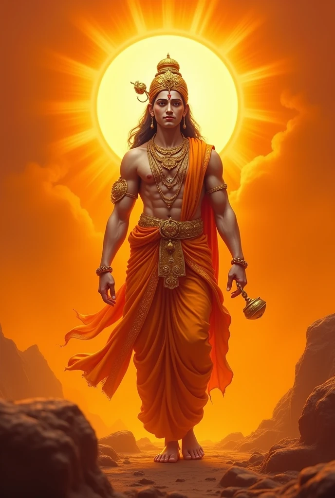 Bal shree ram with orange colour background 