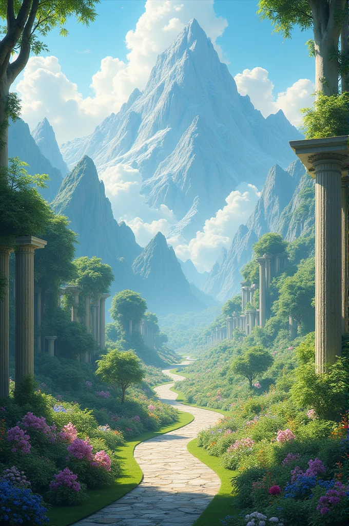 One by Npiren( empyrean ) Painted beautiful paradise garden paintings,用 artstation 、 l ight effcet HD octane 进 行 渲 染 a beautiful painting of heaven garden by empyrean, rendered in artstation , light effcet HD octane
