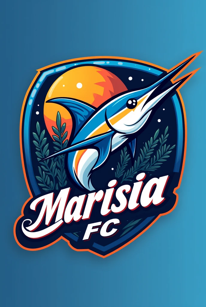 a marlin fish in a futbol logo team called Marisia FC