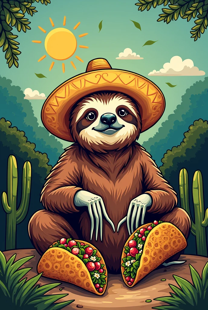 Catchy slogan for a taco company "Tacos Laying Down" Considering that the name is inspired by the musical genre of Corridos Tumbados, It also has a sloth as a sign of the artist who composes this genre. 