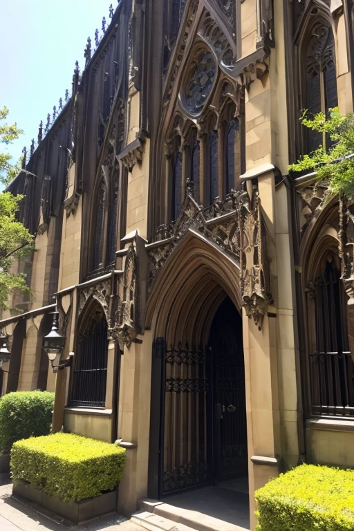 Gothic architecture、There are a lot of teddy bears、The exterior of the building is brown.、There is a little yellow、antique、Once you enter the gate, you'll find a large area with a path leading up to it.、There is a building at the end of the path、Victorian atmosphere、The gate is open and the path leads to the front door、Made of wood、The garden features a fountain, flowers, arches and plaster statues.、もっとThe entireお願い、Gothic castle feel!Solemn atmosphere、The entire